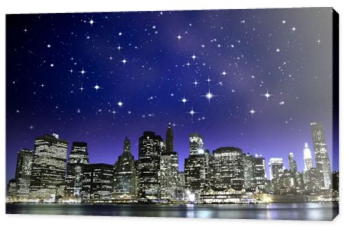 Starry Night over New York City Skyscrapers