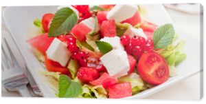 summer salad with watermelon, feta cheese and mint