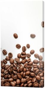 Panoramic coffee beans border isolated on white background with copy space