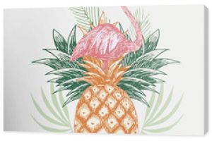 flamingo on pineapple tropical print