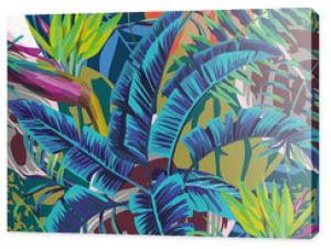 Abstract color bird of baradise banana leaves begonia background