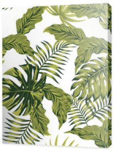 jungle tropical leaves autumn color seamless pattern