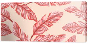 Abstract seamless composition living coral banana leaves