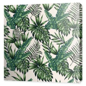 Exotic leaves beige background seamless