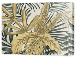 Composition palm banana leaves seamless white