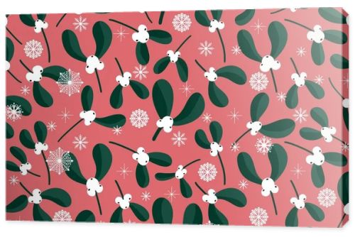 Winter Christmas seamless mistletoe floral pattern for new year wrapping paper and fabrics and kids and notebooks and clothes print. High quality illustration