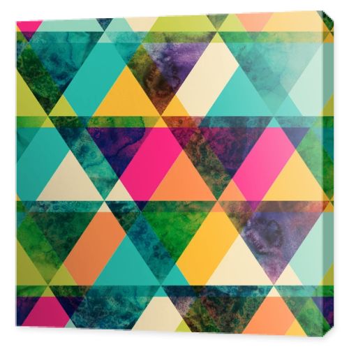 Watercolor triangles seamless pattern. Modern hipster seamless p