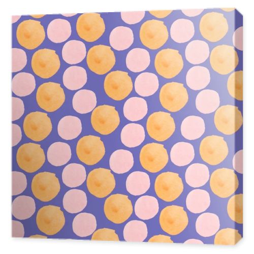 Watercolor abstract seamless pattern on a purple Very Peri background. Trendy print with textured shapes, blotches, hand painted stains.Designs for textiles, fabric, wrapping paper, packaging.