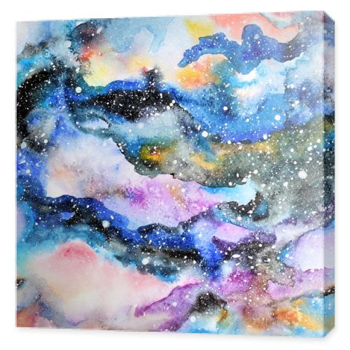 Watercolor galaxy illustration. Seamless pattern.