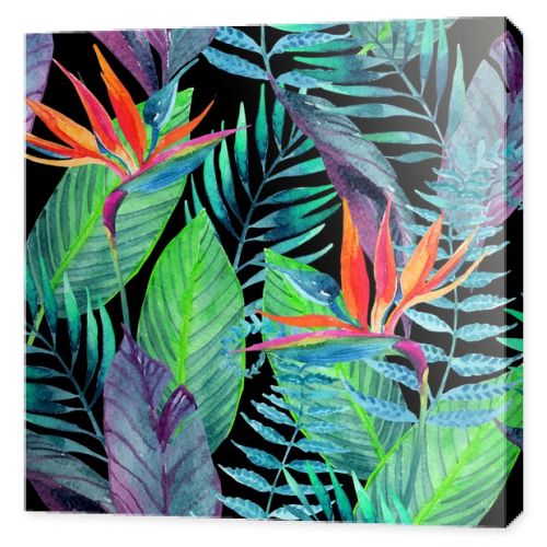 Tropical leaves seamless pattern. Floral design background.