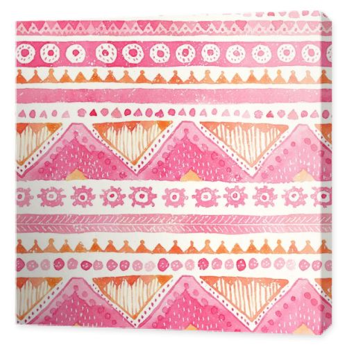 Seamless hand-drawn Watercolor Ethnic Tribal Ornamental Pattern.