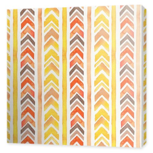 Seamless Watercolor Boho Tribal Ornamental Pattern.