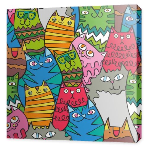 Cats. Cartoon animals. Seamless vector pattern (background).