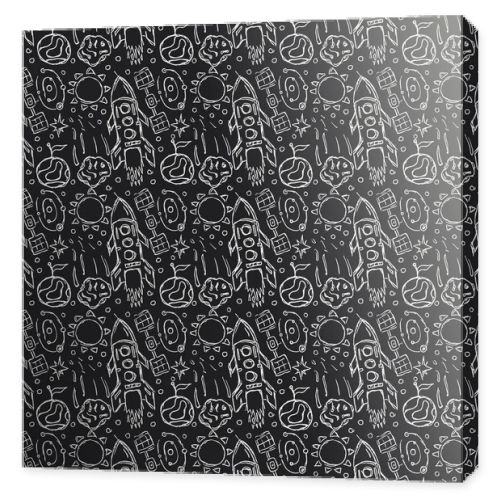 Seamless space pattern. Cosmos background. Doodle space illustration