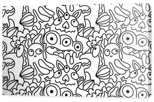 Cartoon doodle monsters seamless aliens and animals pattern for wrapping paper and fabrics and kids clothes print and linens and packaging. High quality illustration