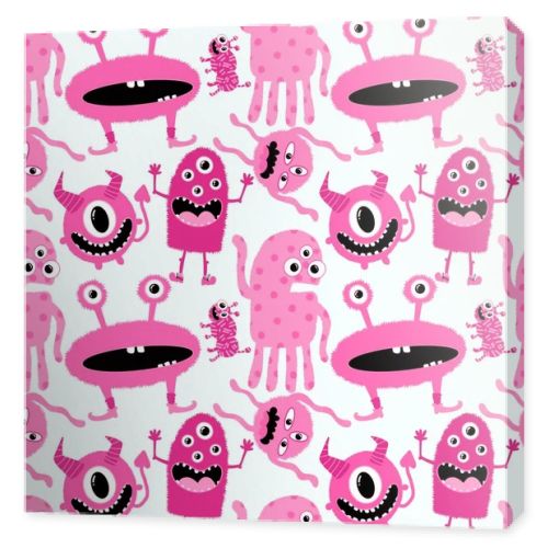 Cartoon doodle monsters seamless aliens and animals pattern for wrapping paper and fabrics and kids clothes print and linens and packaging. High quality illustration