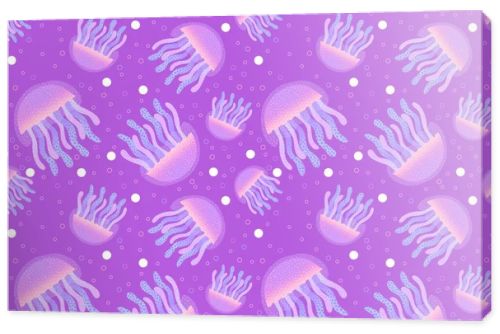 Cartoon ocean animals seamless jellyfish pattern for fabrics and wrapping paper and linens and kids clothes print and summer textiles. High quality illustration