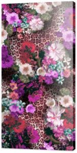 Leopard Pattern. Leopar Print. Leopard Texture. Leopard background. Floral Leopard.Floral print.Animal Skin For Textile Print, Wallpaper.Gometric And Ethnic Animal Texture Art Abstract  Background