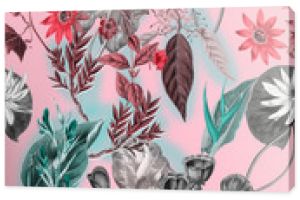 Seamless tropical flower pattern, watercolor.Flowers pattern. for textile, wallpaper, pattern fills, covers, surface, print, gift wrap, scarf, decoupage. Seamless pattern