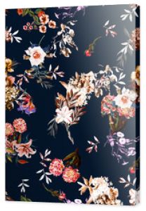 Flowers pattern.Silk scarf design, fashion textile. Background for the design and decoration of textiles. art abstract design, Seamless flower pattern