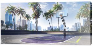 Ilustracja 3D boiska do koszykówki ulicznej
