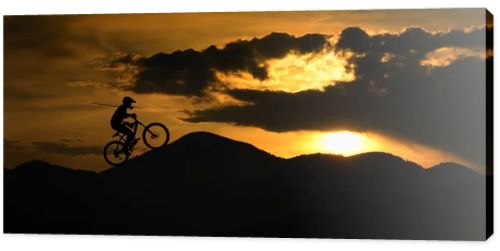 Silhouette of biker at sunset