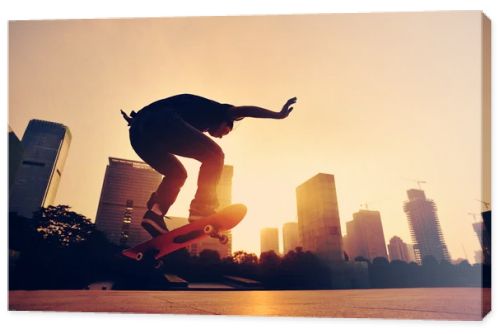 Skateboarder  at sunrise city