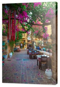 Streets and old buildings in the old town of Rethymno, Crete, Greece