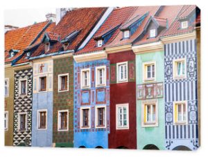 Old colorful architecture in Poznan, Poland on a old market square. Beautiful ancient buildings with different colors