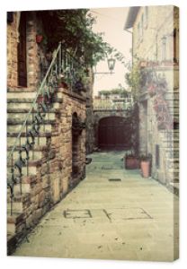 Charming old medieval architecture in a town in Tuscany, Italy.