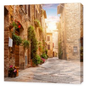 Kolorowa ulica w Pienza Toskania Włochy