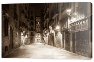 night view of Old street at   Barcelona