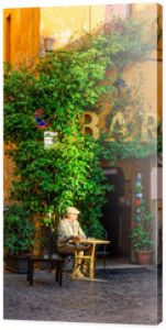 Cozy old street in Trastevere in Rome, Italy