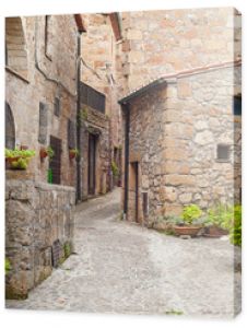 Old streets in the town of Sorano, Italy