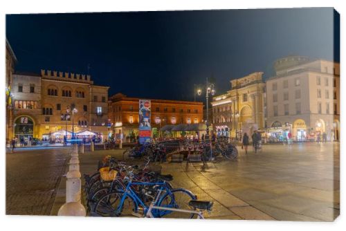 Parma, Italy, September 24, 2021: Sunset over Piazza Giuseppe Garibaldi in the center of Italian town Parma.