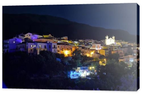 Panoramic view of San Nicola Arcella, an old town in the mountains of the Calabria region, Italy.