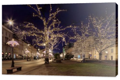 Christmas background with glowing trees