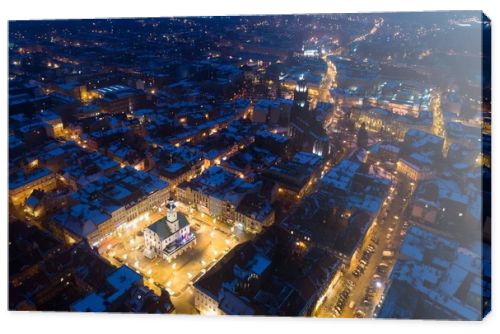 Aerial drone view on Gliwice old town and main square