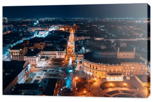 Night view of the opera house in Odessa