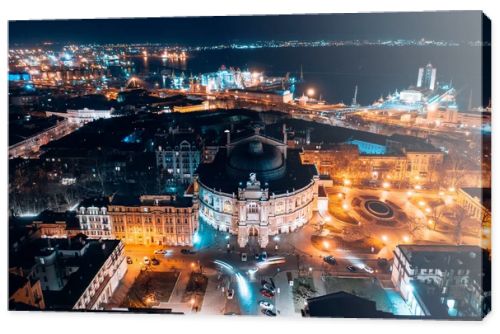 Night view of the opera house in Odessa