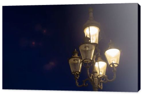 streetlamp on blue hour sunset sky on springtime holiday evening in south germany