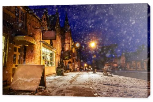 Broadway, Gloucestershire high street snowy scene