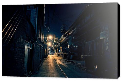 Dark Urban Alley at Night