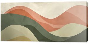 Vintage style abstract wave background with a mix of olive green, terracotta and cream