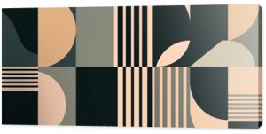 Modern vector abstract geometric background with circles, rectangles, squares and stripes in retro Bauhaus style