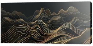 opulent gold line art on black luxury wallpaper with minimalist mountains ai generated illustration