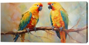 Vibrant Parrot Duo on Canvas