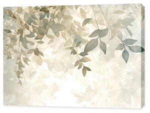 Nature artwork featuring a textured watercolor background showcasing artistic depictions of leaves and trees Suitable for interior photo wallpapers