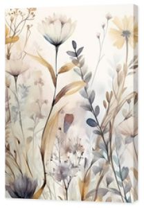 Dried flowers wallpaper on ivory background