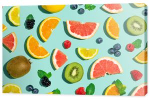 Collection of mixed fruits overhead view flat lay